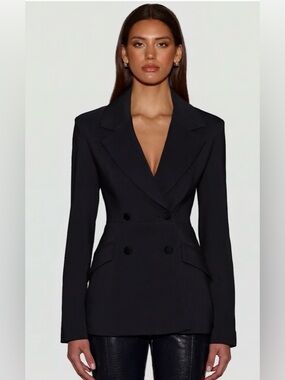 Oh Polly’s Marika Black Double-Breasted Women’s Blazer Jacket Sz 4